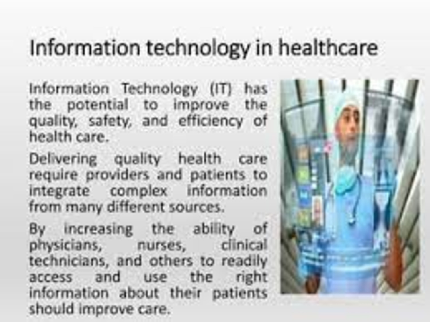 Health Information Technology for Patients and Healthcare Providers